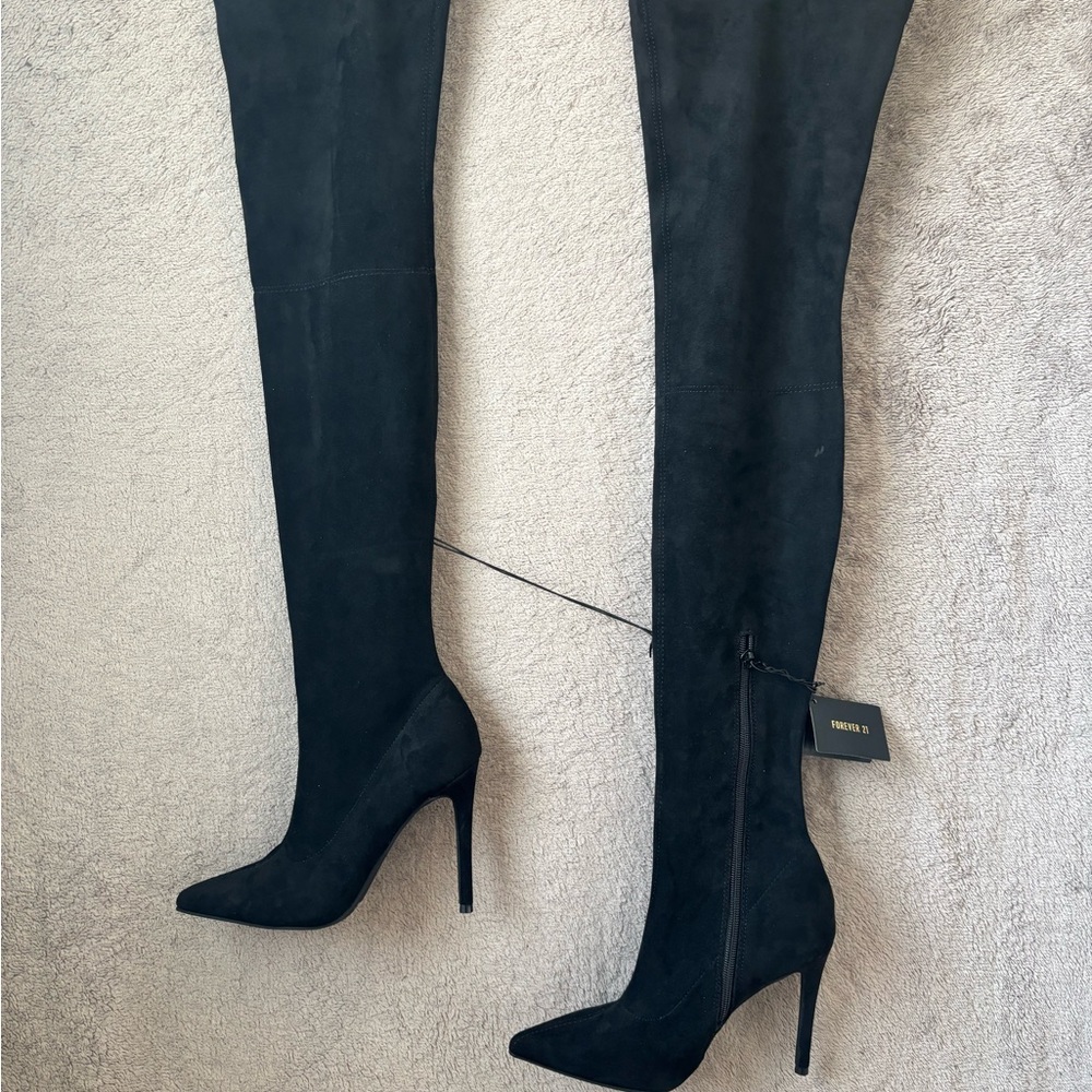 Forever 21 Black Over-the-Knee Boots